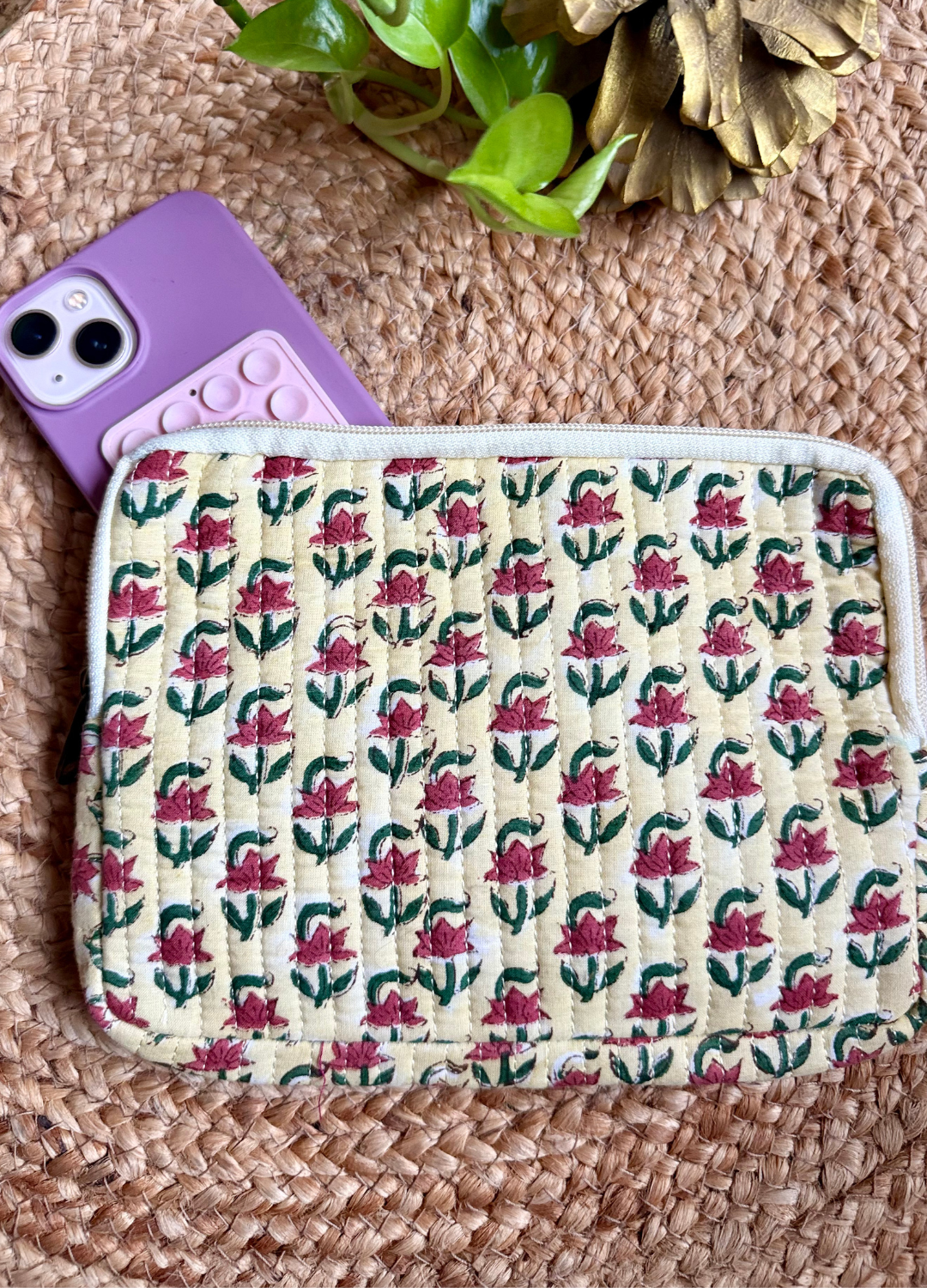 Handblock Quilted Small Pouch