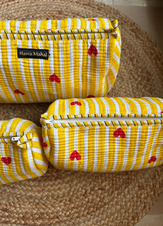 Hand Block Printed Quilted Multiutility Pouch Set – Pack of 3