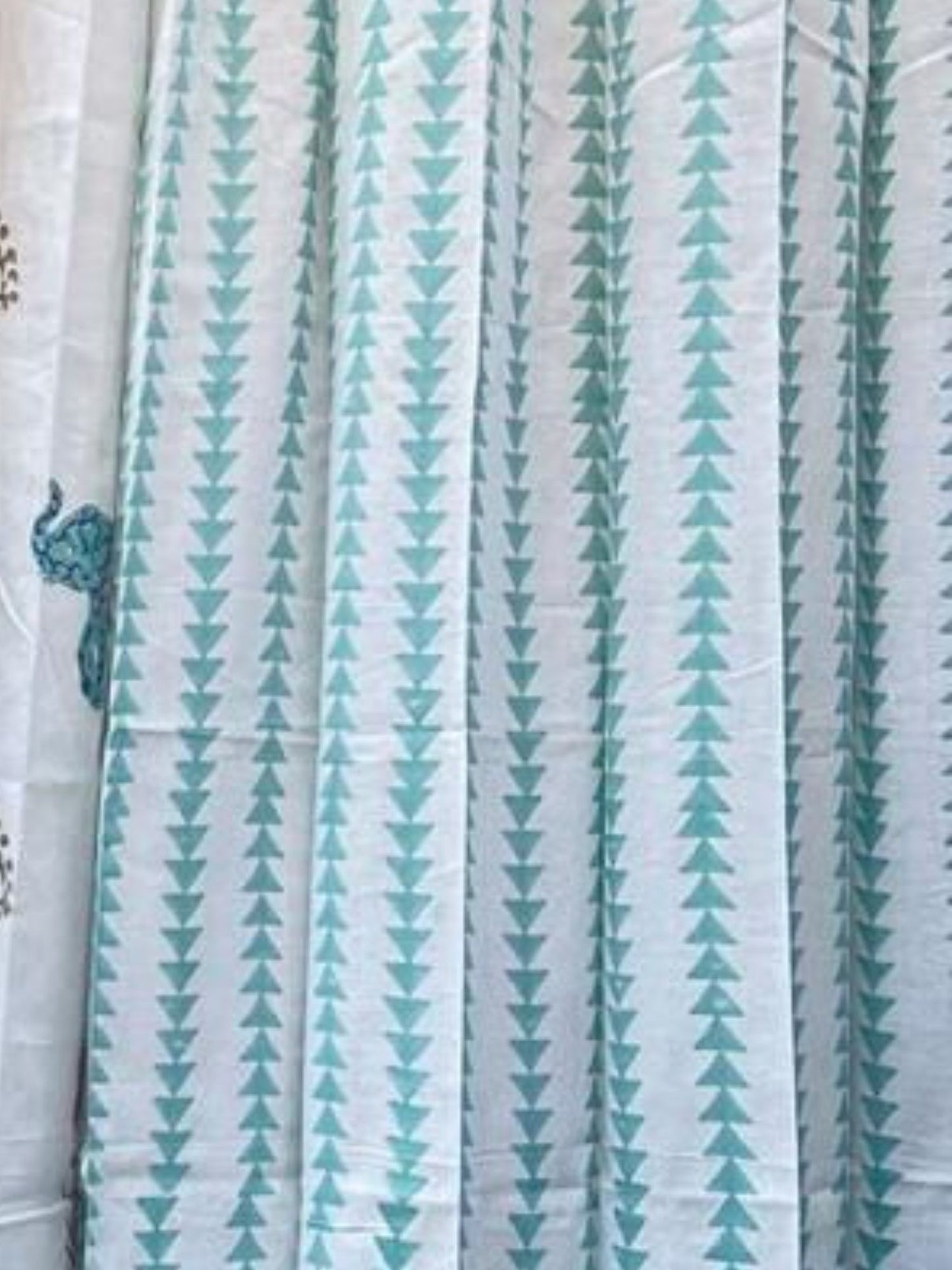 Blue Elephant Handblock Curtains