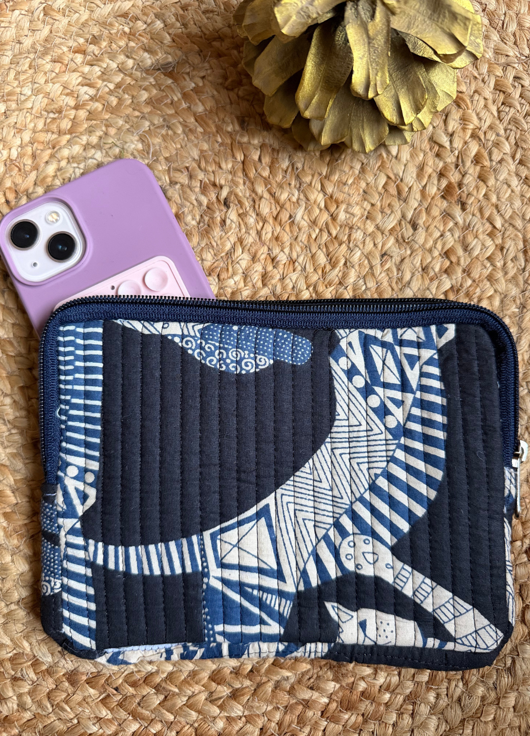 Handblock Quilted Small Pouch