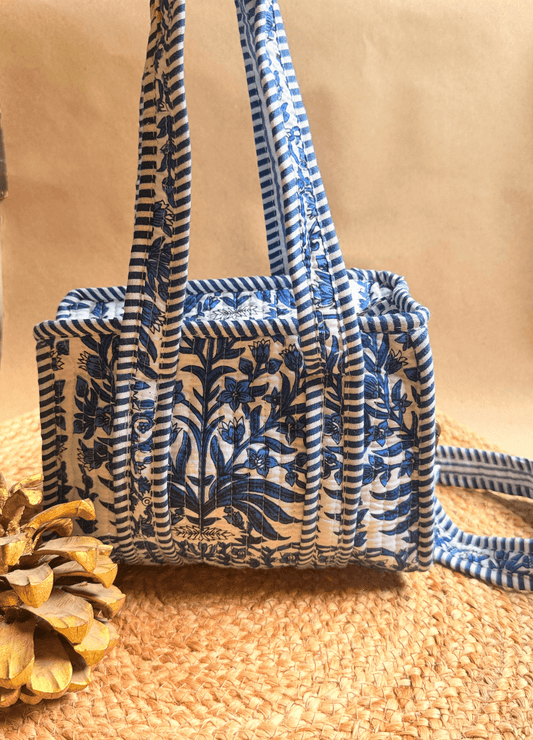 Mini Tote Bag with Sling (9inch) Blue
