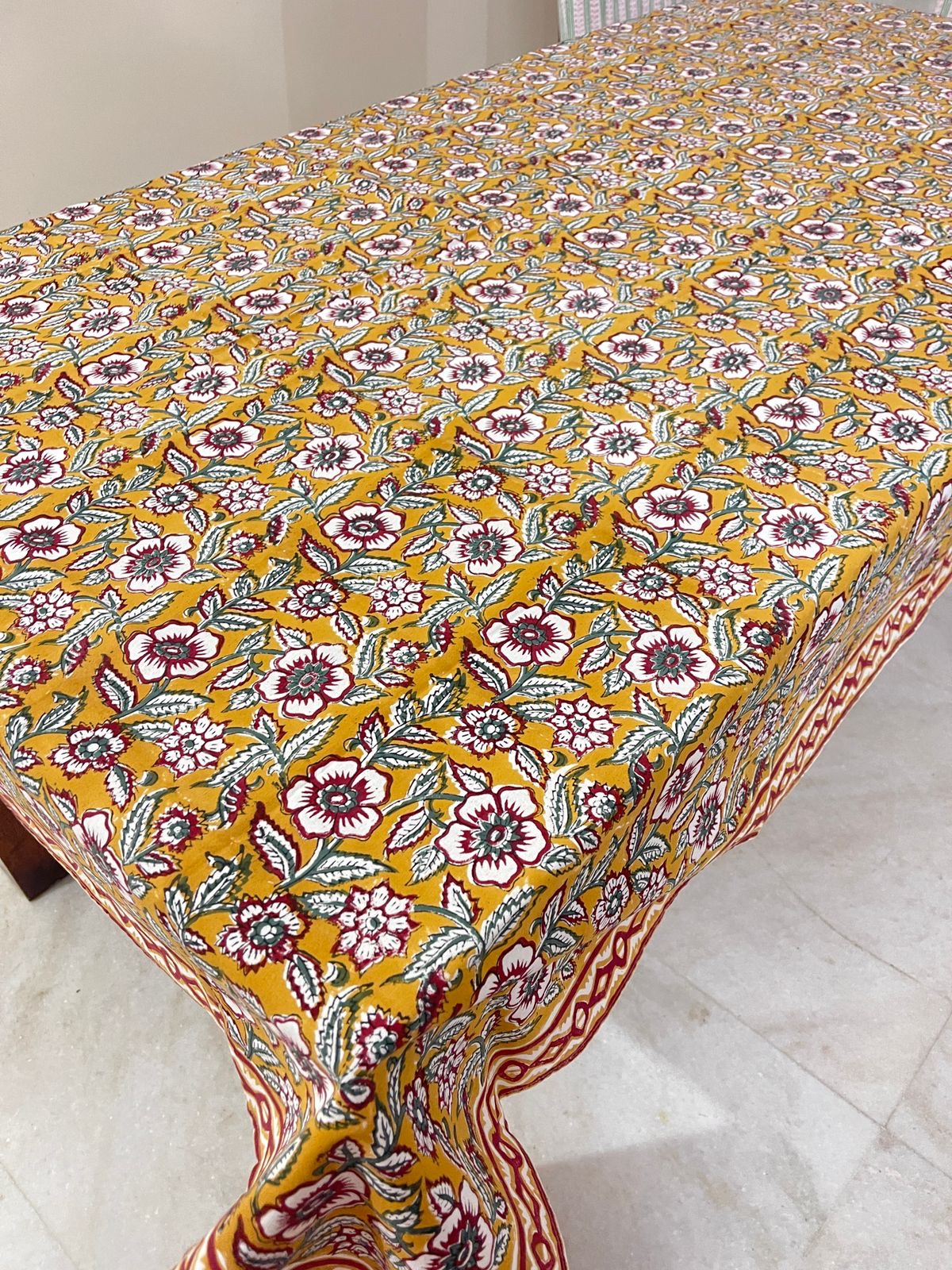Hand Block Printed Canvas Table Cover – 60x90 inches