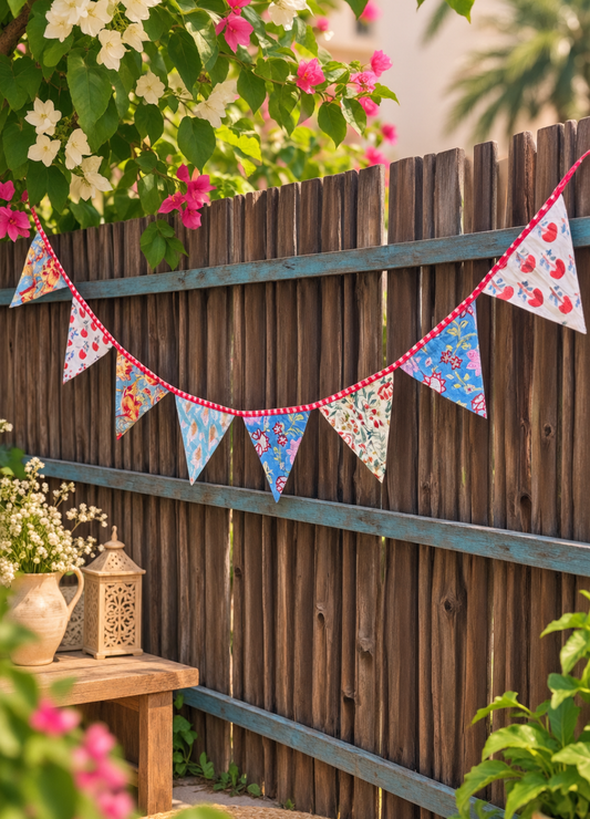 BLOCK PRINTED TRIANGULAR BUNTING
