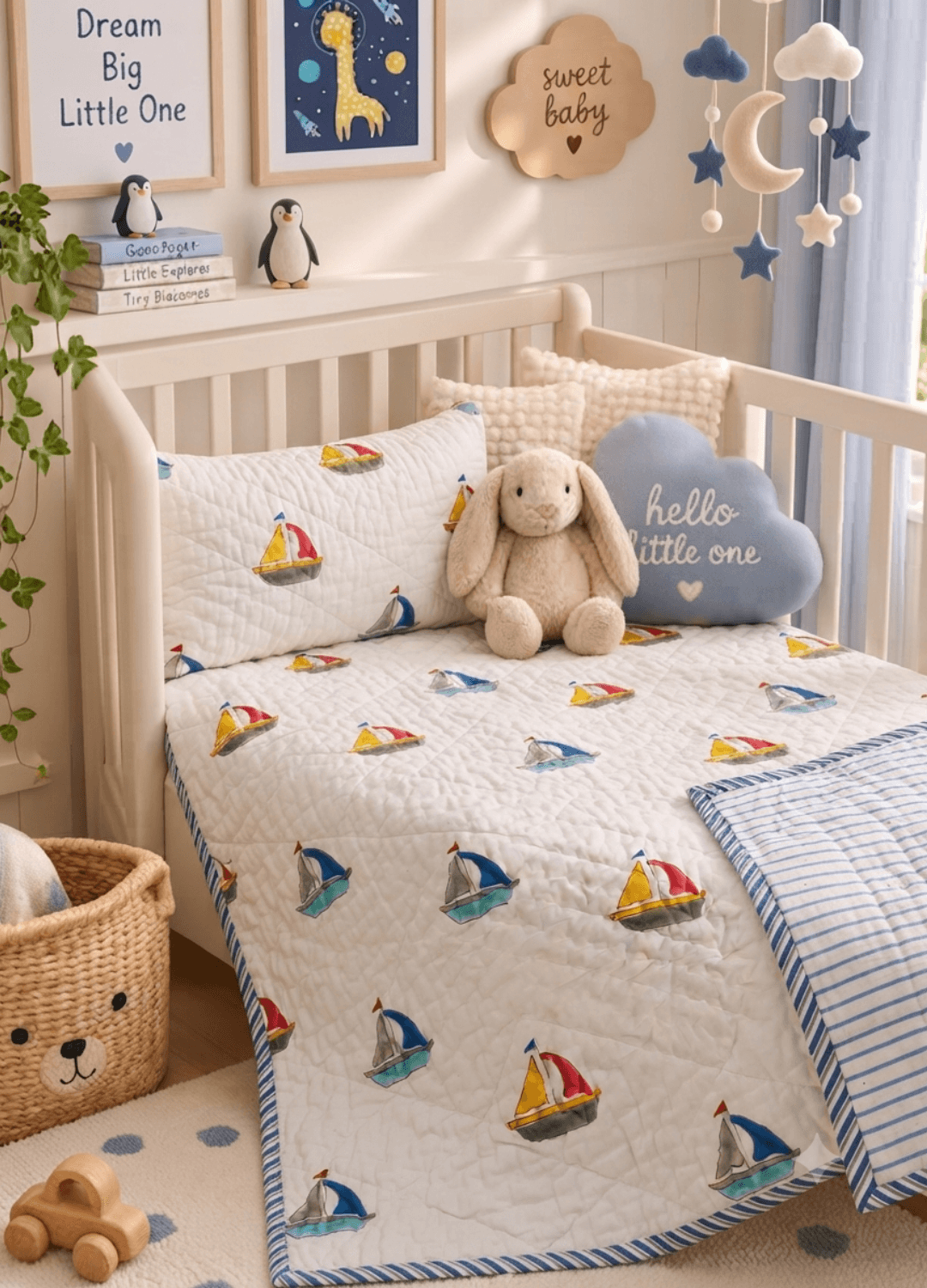 Kids Reversible Quilt- Boat