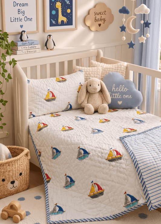 Kids Reversible Quilt- Boat