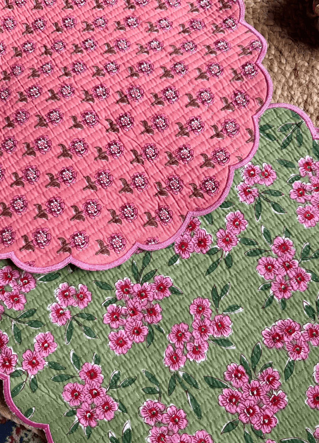 Scalloped Quilted Round Mats - Set of 6