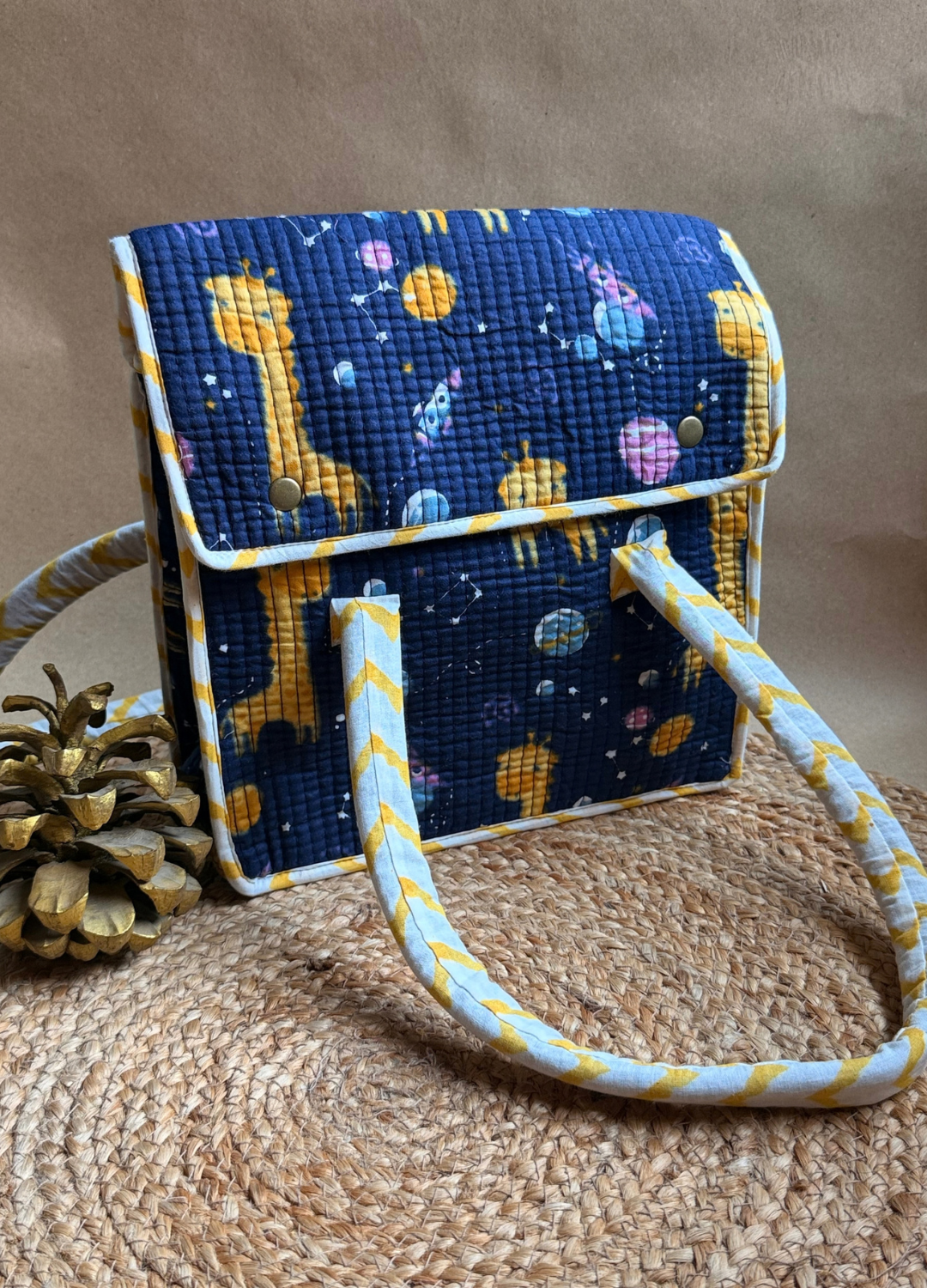 Quilted Lunch Bag  - Button Closure
