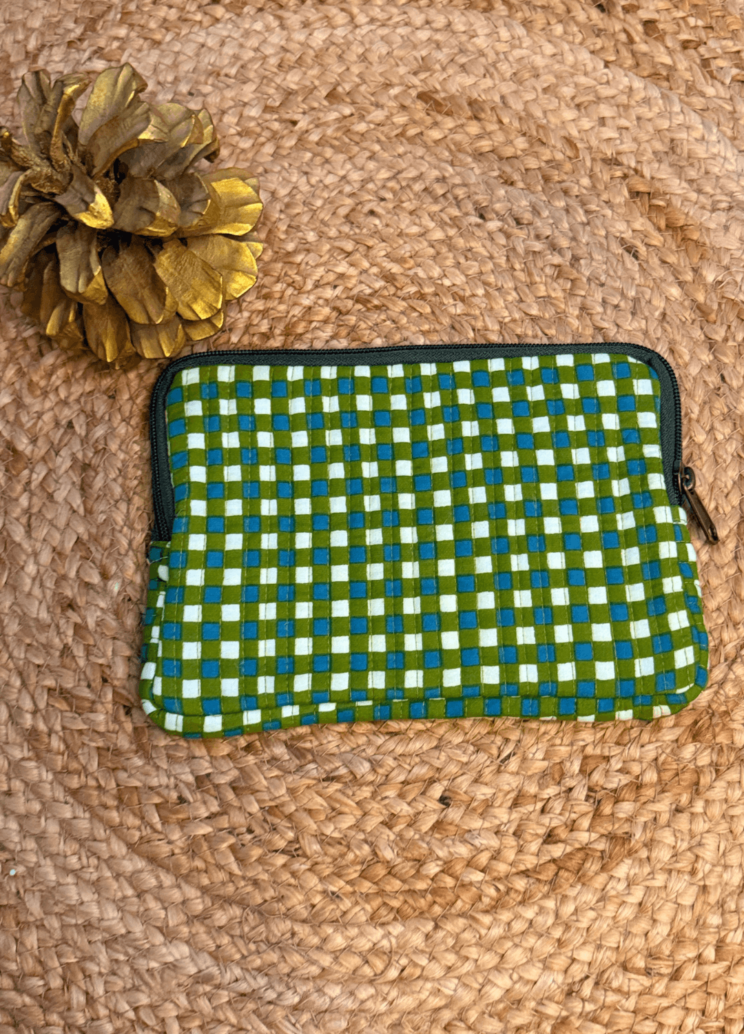 Handblock Quilted Flat Pouch