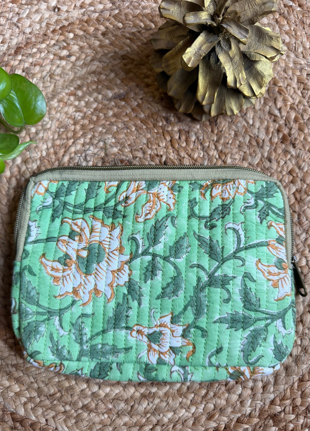 Handblock Quilted Small Pouch