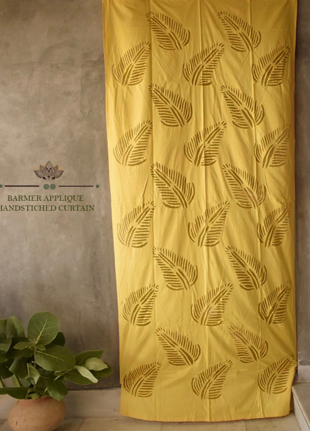 Applique Curtains - Yellow Leaves(Price for 1 Pc)