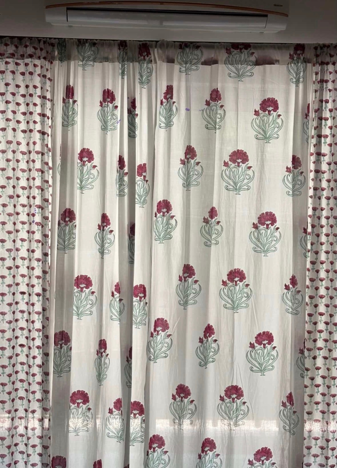 Red Boota Block Print Curtains