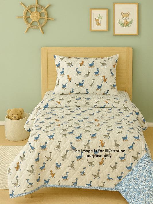Kids Reversible Mulmul Blankets - Dino