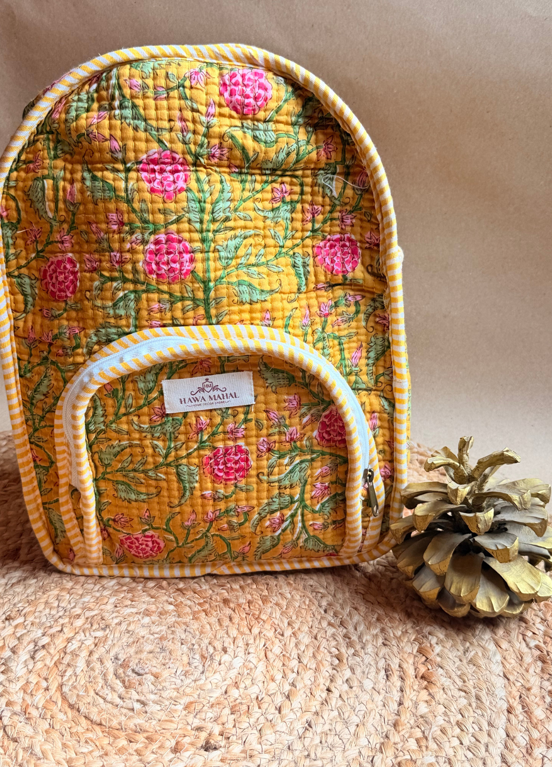 Quilted Small Backpack - Yellow