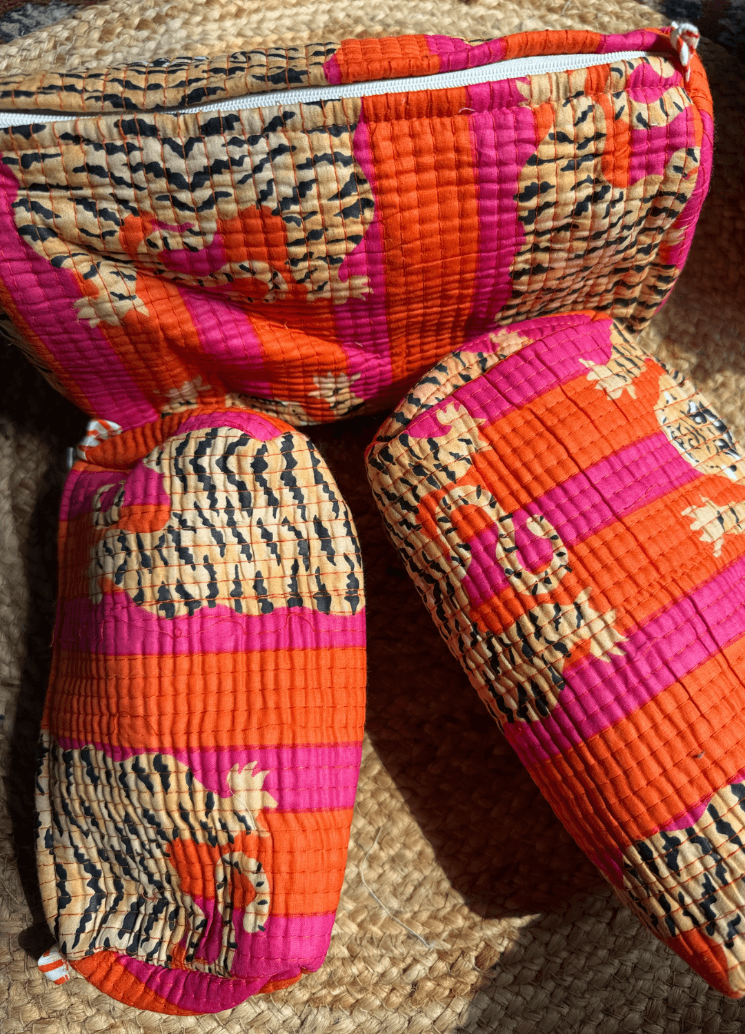 Block Printed Quilted Multiutility Bag- Set of 3