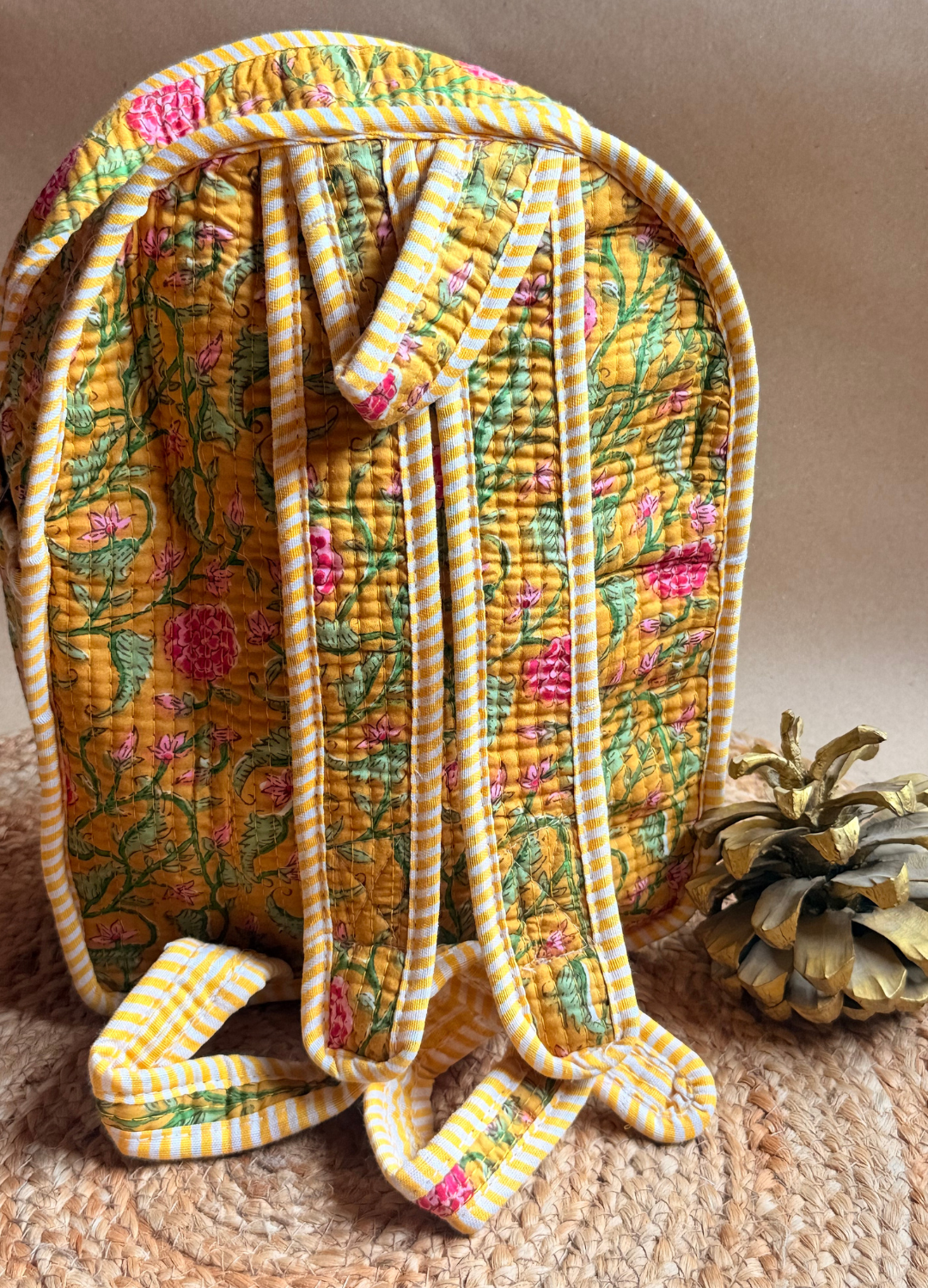 Quilted Small Backpack - Yellow