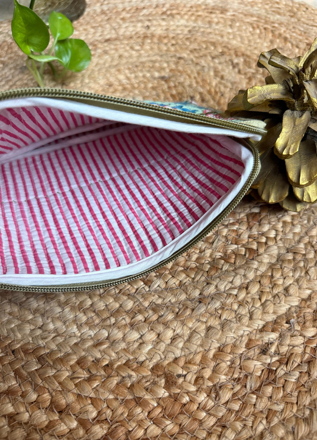 Handblock Quilted Small Pouch