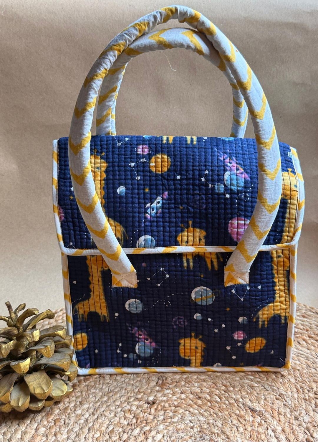 Quilted Lunch Bag  - Button Closure