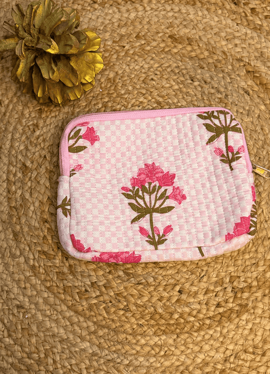 Handblock Quilted Flat Pouch