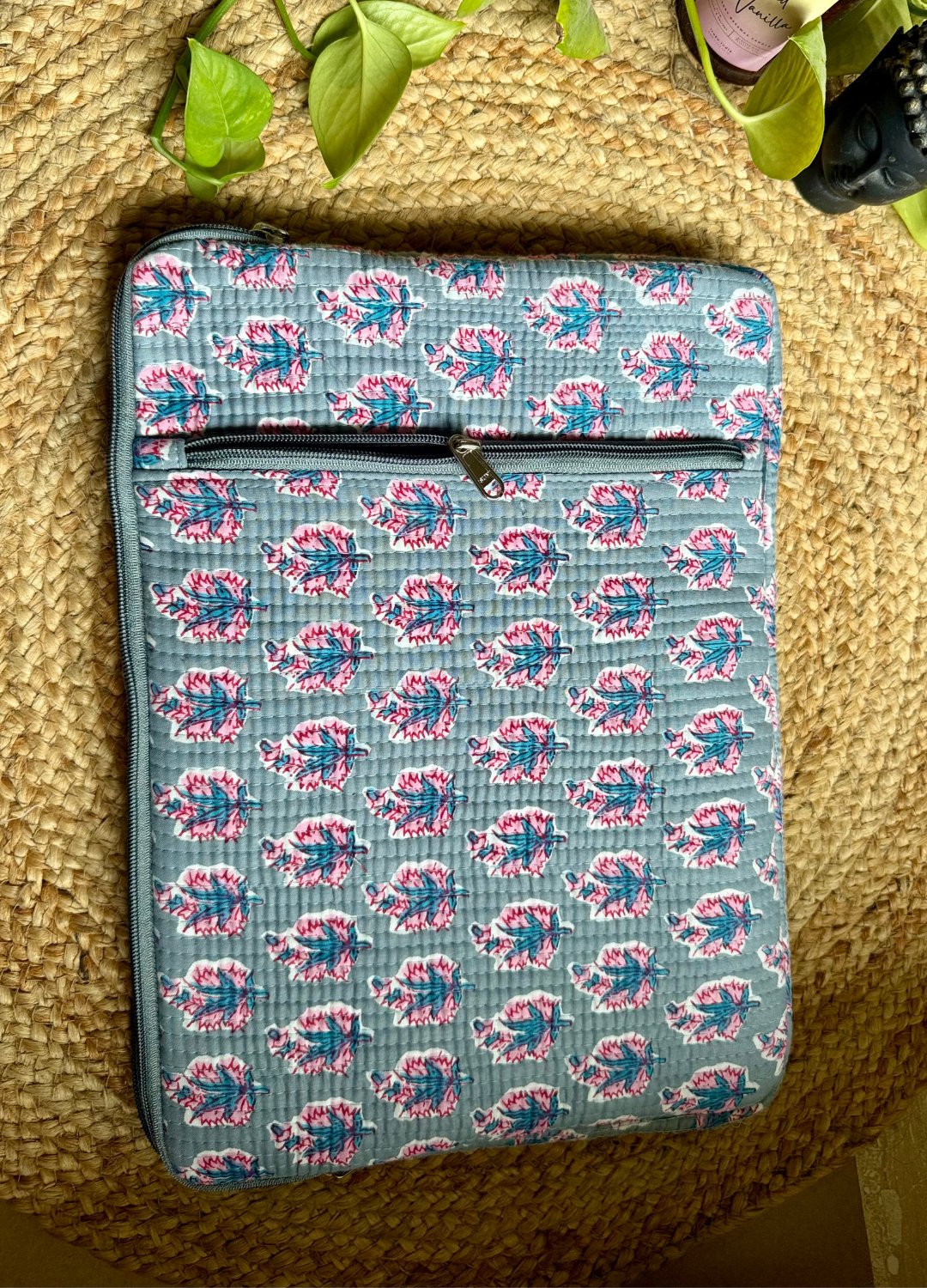 Blockprinted Quilted Cotton-  Laptop Sleeve