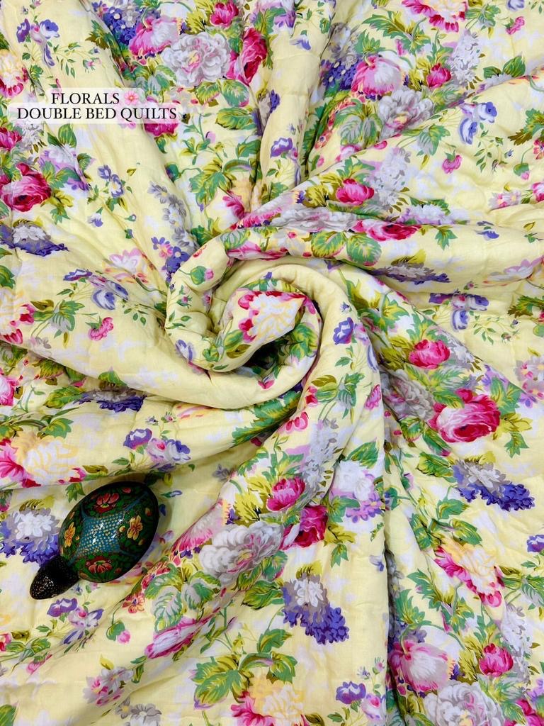 Floral Collection - Matching Double Bed Quilt & Bedsheet Set