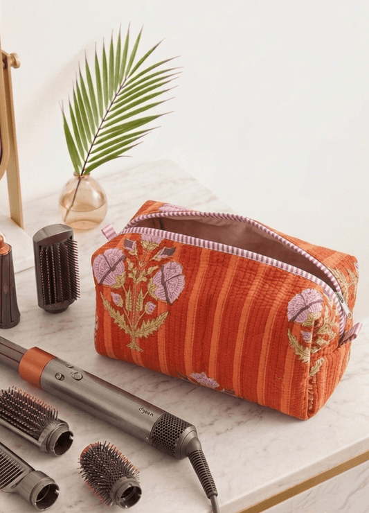 Blockprint Dyson Airwrap Organizer Bag - Orange