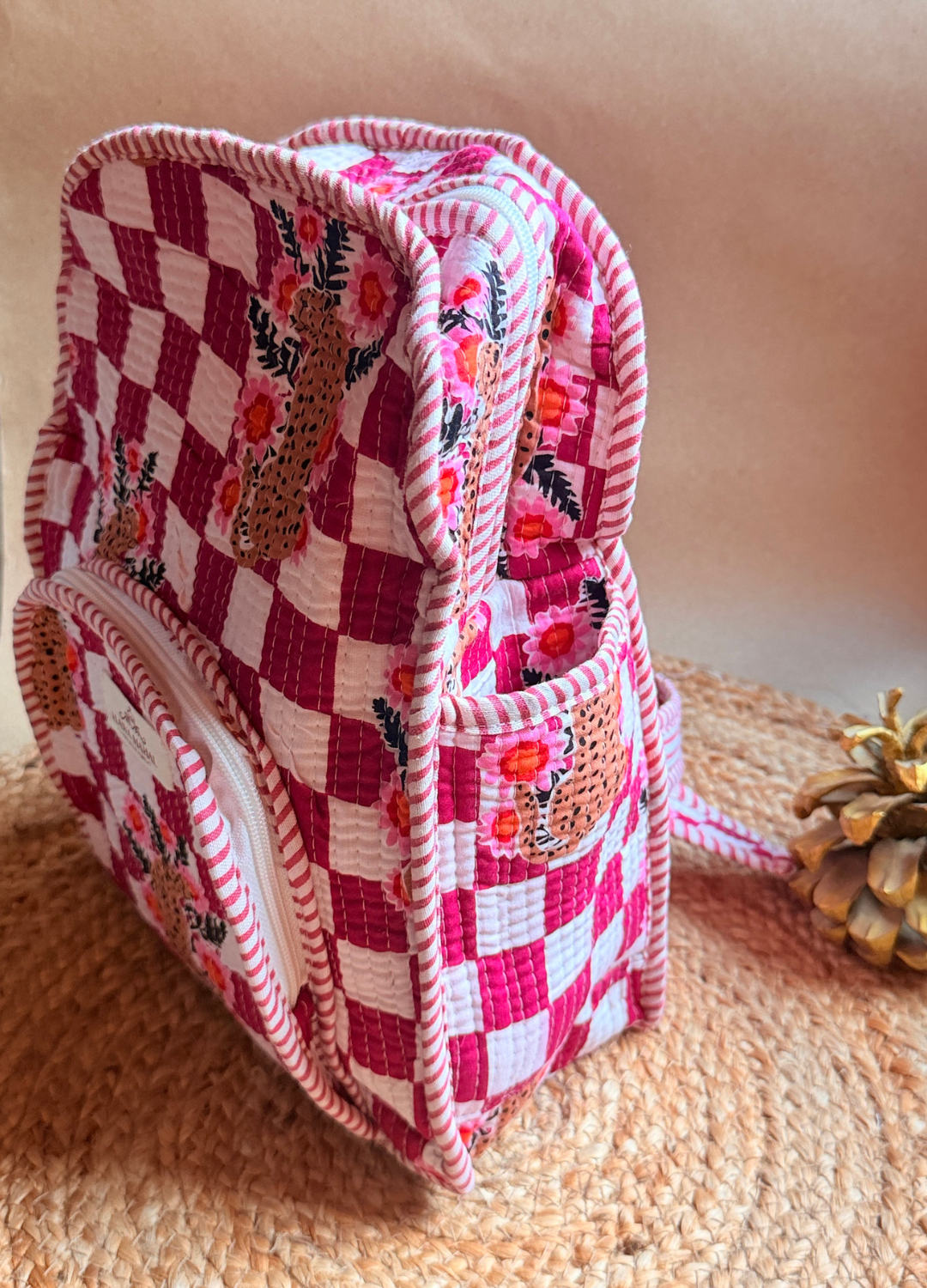Quilted Small Backpack - Wine