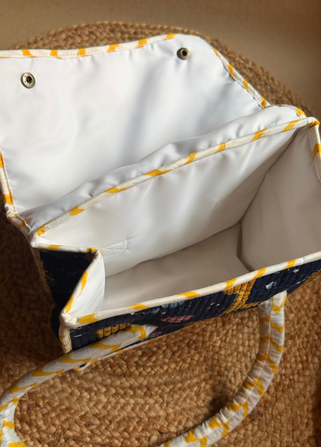 Quilted Lunch Bag  - Button Closure
