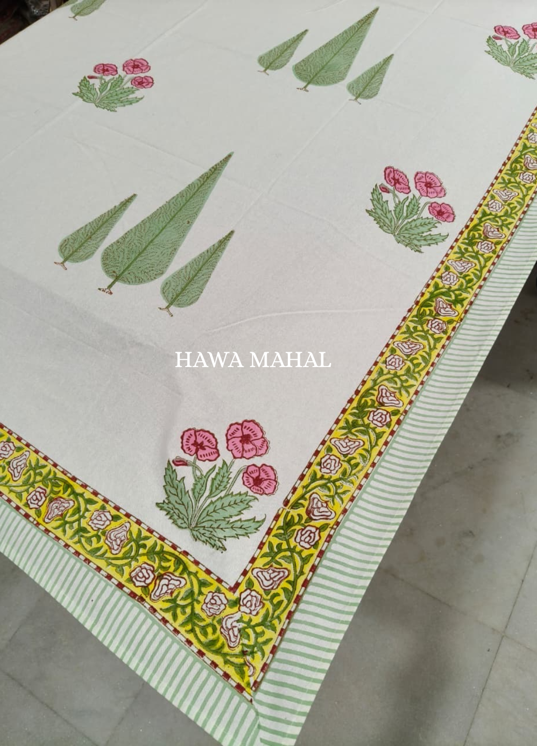 Cypress Handblock Printed Table Cover