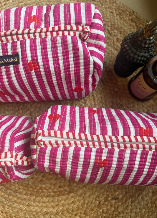 Hand Block Printed Quilted Multiutility Pouch Set – Pack of 3
