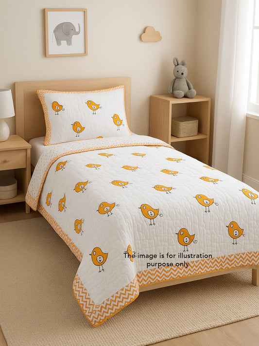 Kids Reversible Mulmul Quilt - Bird