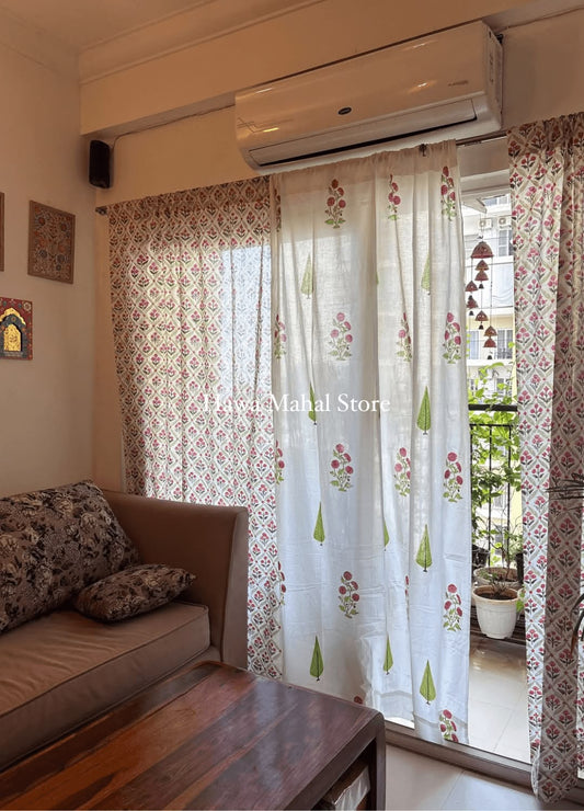 Pariza Hand Block Print Curtains(Price for 1 Pc)