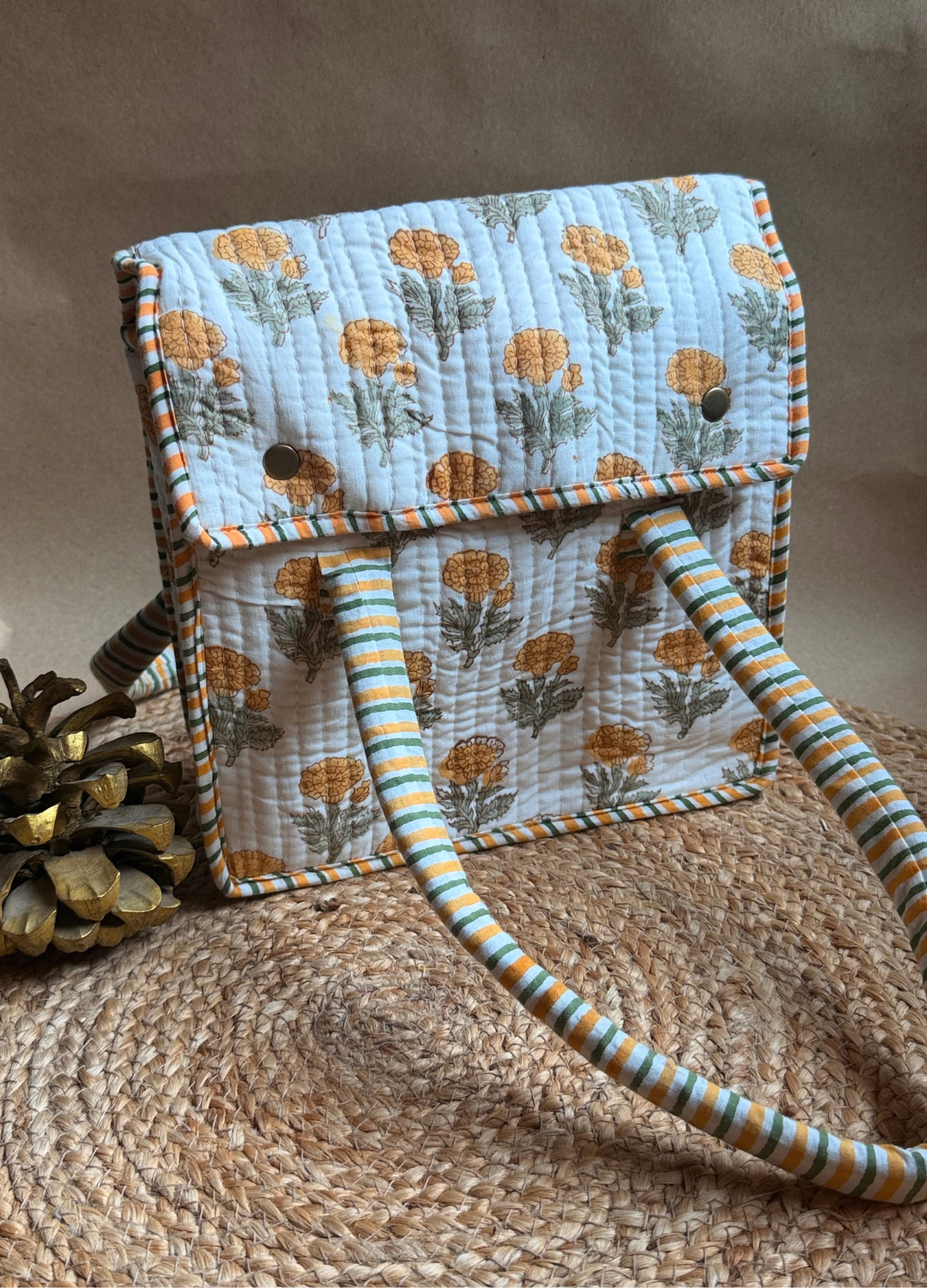 Quilted Lunch Bag  - Button Closure