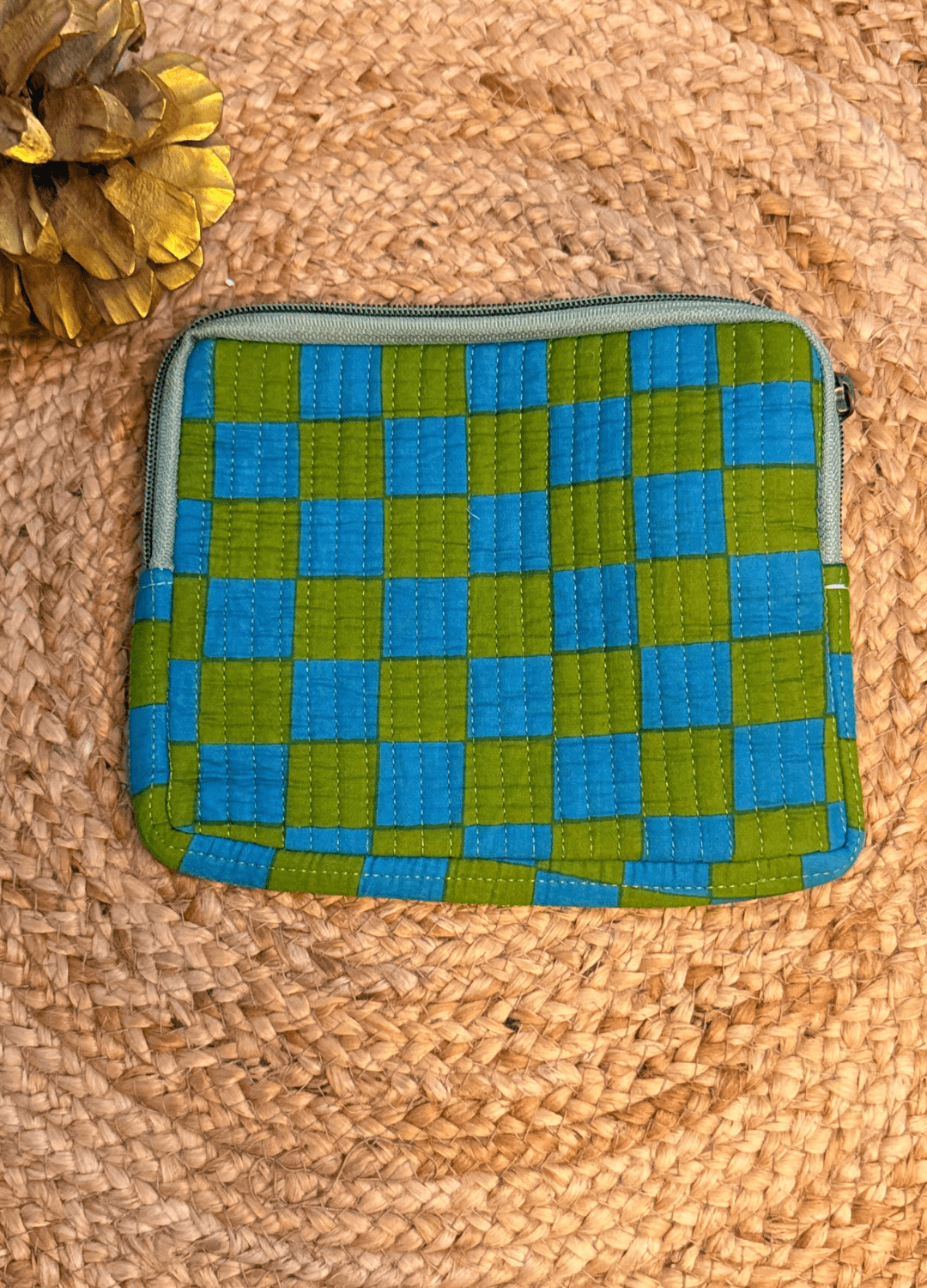 Handblock Quilted Flat Pouch