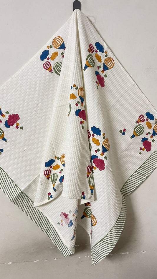 Hand Block Printed Kids Hot Baloon Bath Towel – Soft & Quick-Drying