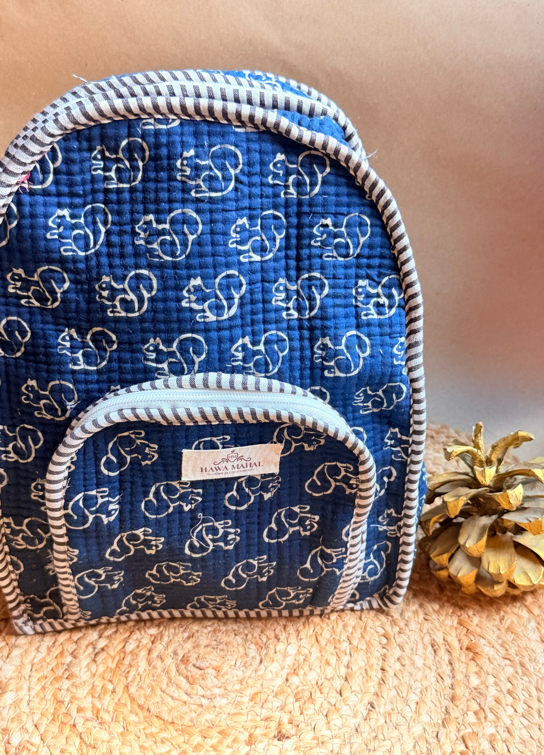 Quilted Small Backpack - Blue