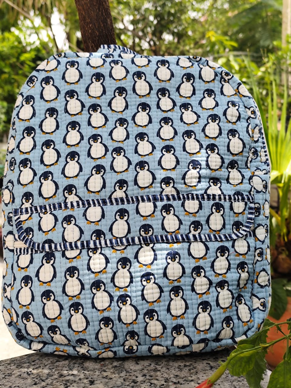 Pingu Handblock Quilted Backpack – Lightweight & Stylish Bag