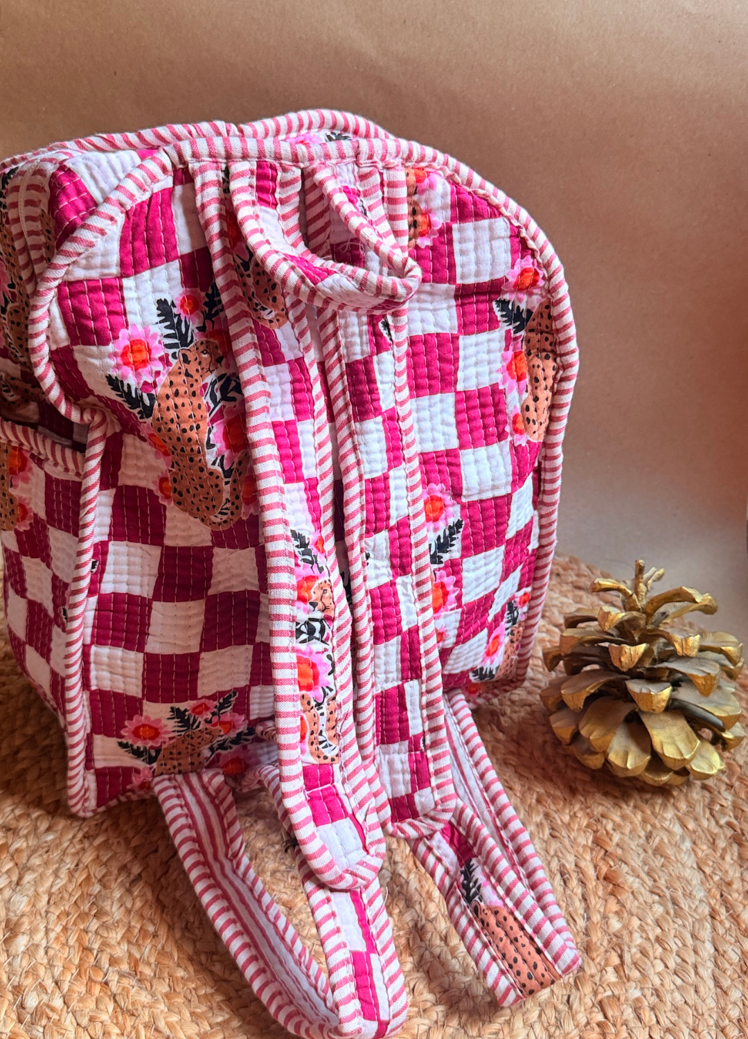 Quilted Small Backpack - Wine