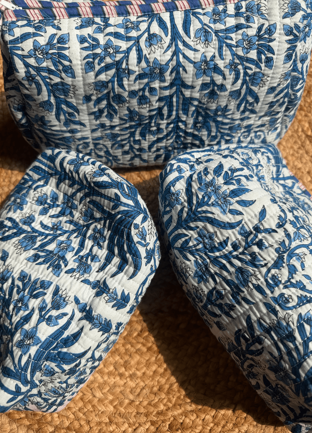 Block Printed Quilted Multiutility Bag- Set of 3