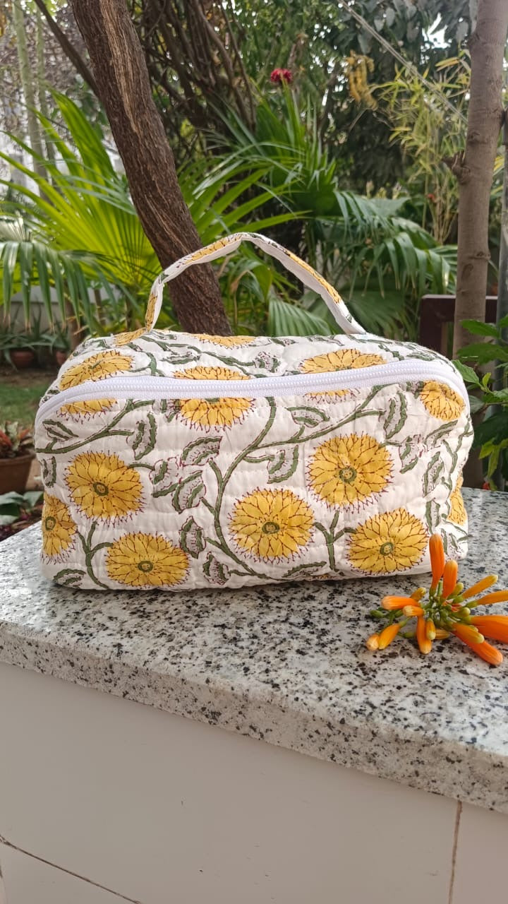 Handblock Quilted Vanity Pouch