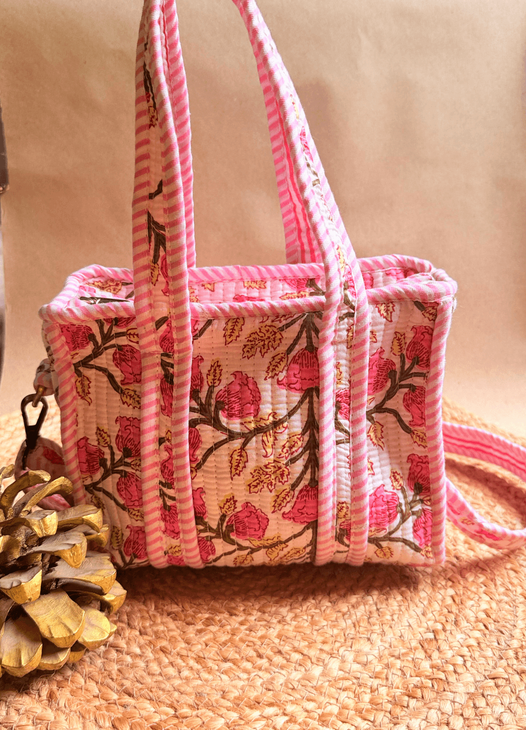 Mini Tote Bag with Sling (9inch) Pink