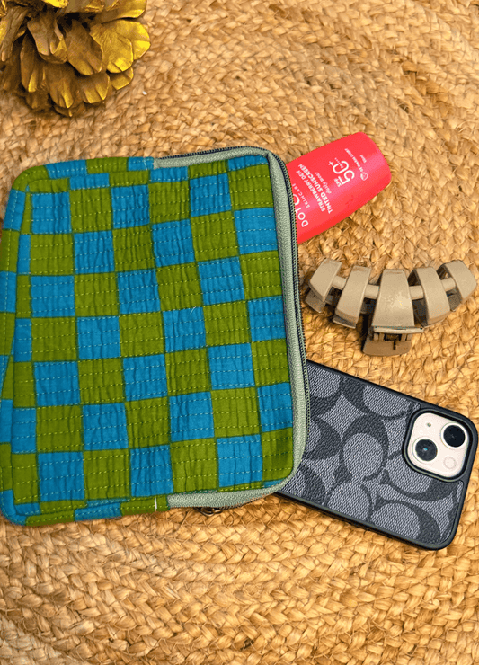 Handblock Quilted Flat Pouch