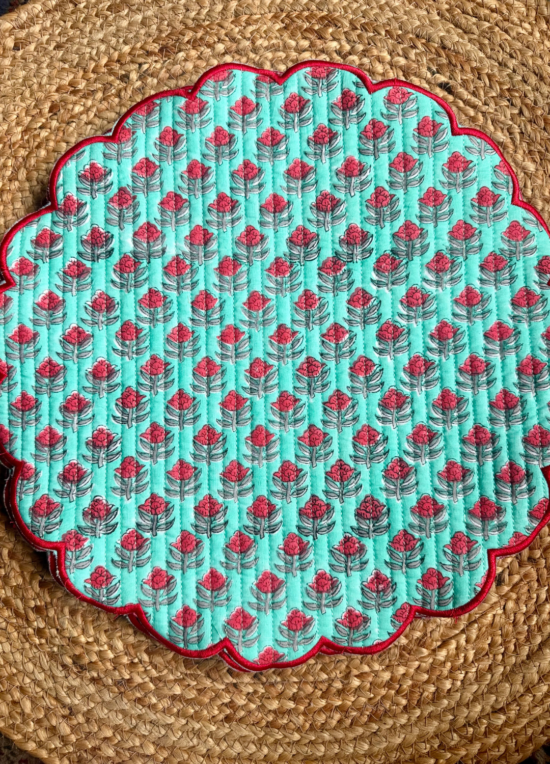 Scalloped Quilted Round Mats - Set of 6