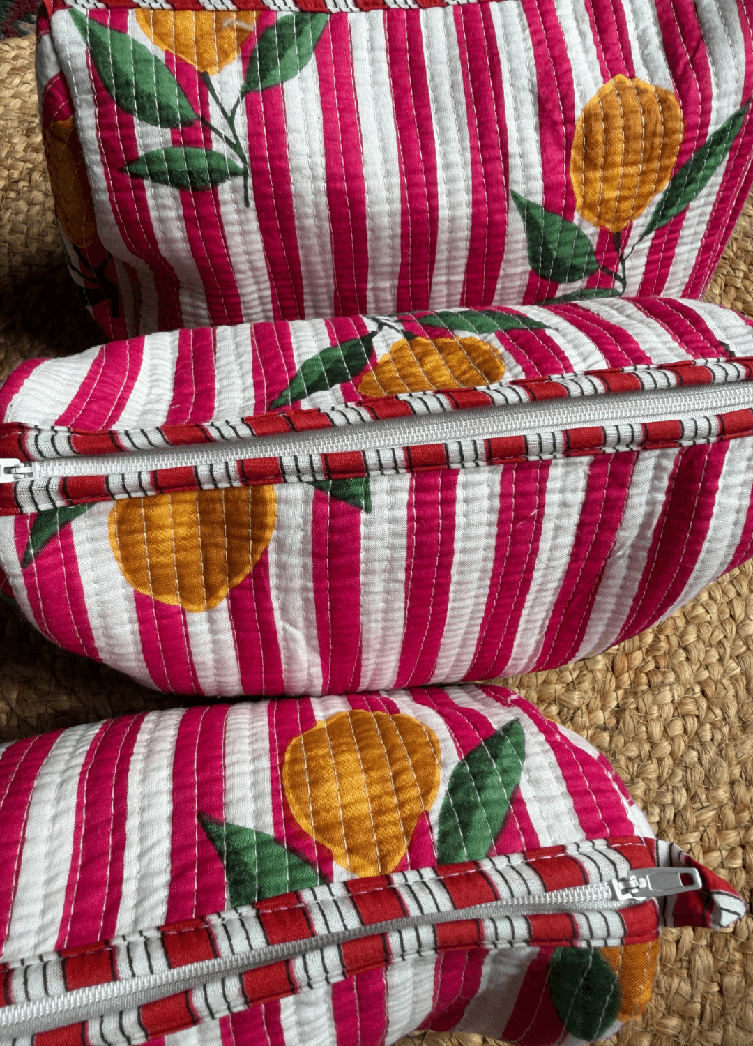 Block Printed Quilted Multiutility Bag- Set of 3