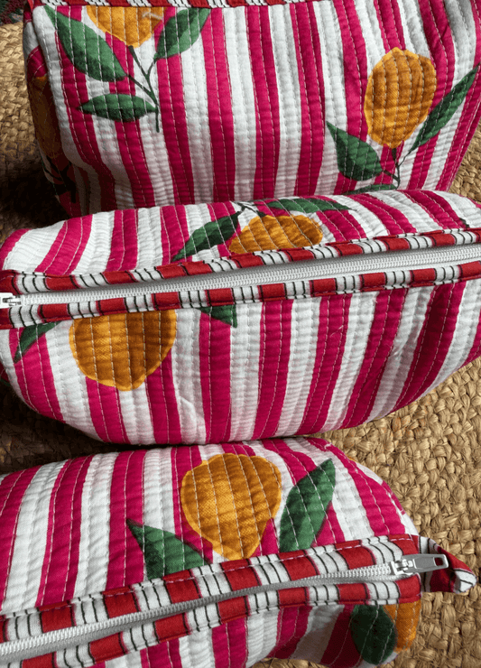 Block Printed Quilted Multiutility Bag- Set of 3