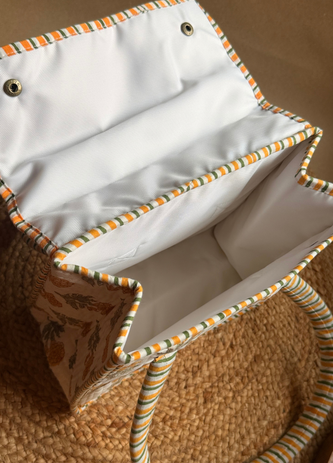 Quilted Lunch Bag  - Button Closure