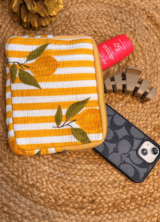 Handblock Quilted Flat Pouch