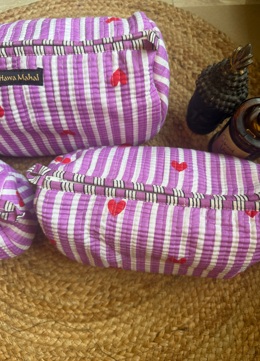 Hand Block Printed Quilted Multiutility Pouch Set – Pack of 3