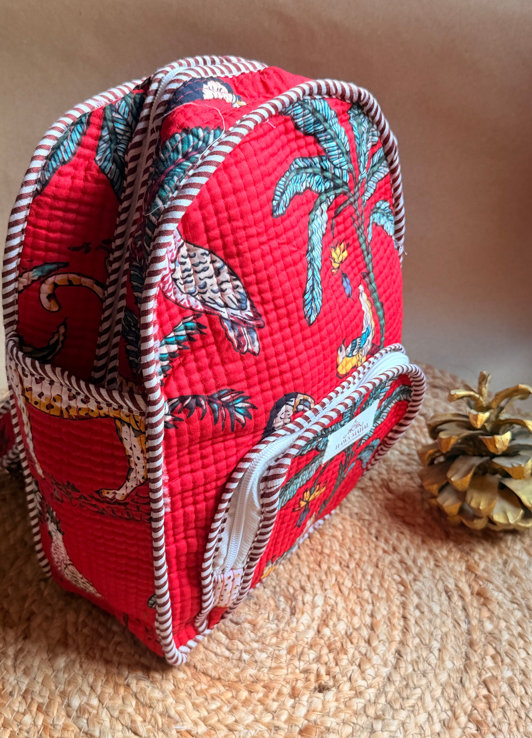 Quilted Small Backpack - Red