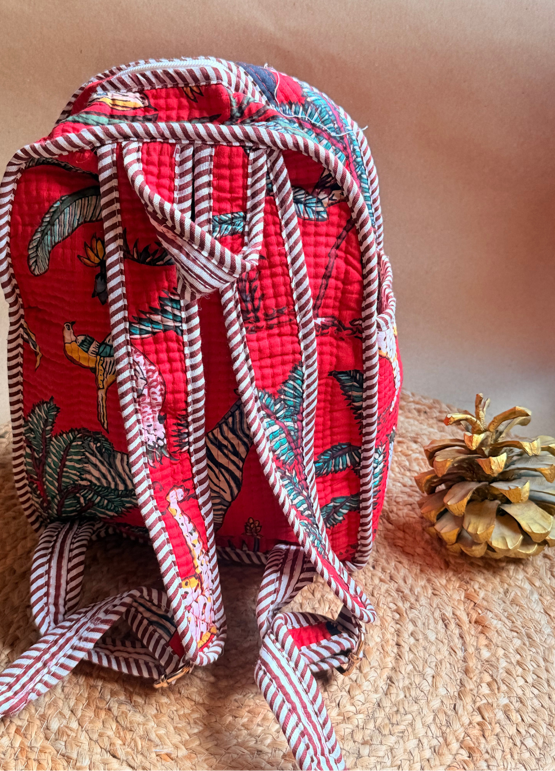 Quilted Small Backpack - Red