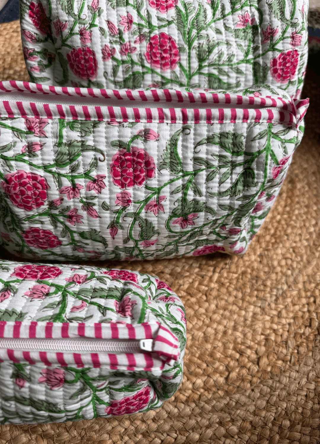 Block Printed Quilted Multiutility Bag- Set of 3